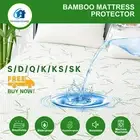 Mattress Protector Topper Bamboo Fabric Waterproof Double Queen King Single Size