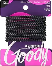 Goody Nonslip Womens Elastic Hair Tie Black - 4MM for Medium Hair- Ouchless Pain-Free Hair Accessories for Women Perfect for Long Lasting Braids, Ponytails and More, 10 Count (Pack of 1)