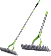 WORKPRO Thatch Rake, 15-Inch Thatching Rake for Lawns, Heavy Duty Dethatcher Rak
