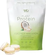 TRU Plant Based Protein Powder, Natural Flavor, Vegan & Keto Friendly, No Artificial Sweeteners, No Dairy, No Soy, 25 Servings (Coconut Macaron)