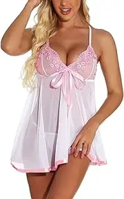 [UIVHLW] Perspective Bodysui Deep V Sleeveless Lace Mini Plus Size Women Temptation Lingerie Nightwear