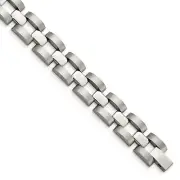 Chisel Stainless Steel Brushed and Polished 8.25 inch Open Link Bracelet SRB1375