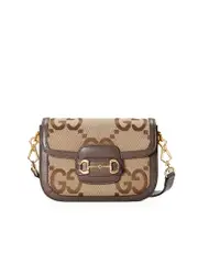 Gucci Horsebit 1955 Jumbo GG Mini Bag in Camel/Ebony