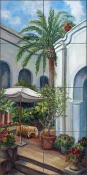Ceramic Tile Mural Backsplash Margosian Capril Cafe Palm Art JM100