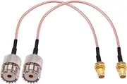 Yuelulala 2pcs UHF Female SO239 Jack to SMA Female Jack 8inch 20cm Coax Cables RF coaxial Adapter Connector(Y154-2)