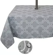 Tektrum 60"X84" Rectangular Moroccan Tablecloth-Umbrella Hole & Zipper-Grey