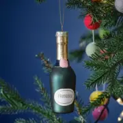 Merry and Bright Novelty Prosecco Bottle Hanging Christmas Tree Decoration