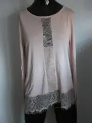 NWT BCBG Max Azria IANA Size S Bare Pink Lace Trim 100% Rayon Tunic Top $138