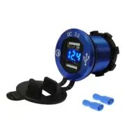 12V 3.0 Dual USB Car Fast Charger Socket Power Outlet LED Voltmeter Waterproof (for: Fiat)