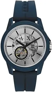 [Armani Exchange] A|X Automatic Blue Silicone Watch (Model: AX1727), Blue Automatic, Automatic Watch