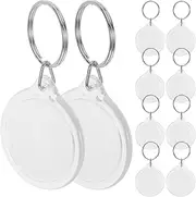 [Alipis] Blank Photo Insert Keychains Circular Acrylic Picture Frame Keyring DIY Photo Key Holder Split Ring Key Chain 100pcs
