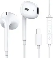 MOSWAG USB C Headphones, USB-C Earbuds with Mic and Volume Control Compatible with Samsung S23 Galaxy S22 Pixel 7 6 6a 5 iPad Air OnePlus 9