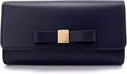 [Kate Spade New York] Women's Leather Bow Belt Bag, Removable Zip Pouch for Hands-Free Carrying & Travel, Planetary Navy