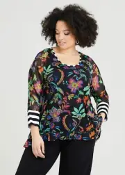 ts Taking Shape Top Size 22-24 Mesh Floral Days style NWT