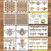 Bee Honeycomb Stencil, Reusable Bee Stencils for Painting on Wood Signs Furniture DIY Crafts Wall Canvas Fabric Plastic Drawing Template Hexagon Paint Wood Burning Stencils (bee)