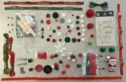 Vtg. Lot Of 100+ Christmas Theme Novelty Buttons/Junk Journal/Craft/Needlework