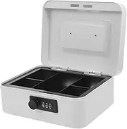 Tofficu Metal Cash Box, Money Saving Box with Combination Lock Safe and Money Tray for Home, Office Security, Medium