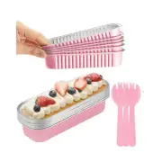 (50) Mini Loaf Pans with Lids and Spoons 6.8oz Aluminum Pink