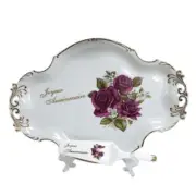 Joyeux Anniversaire With Flowers. Server And Cake Tray