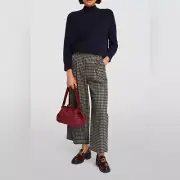 Weekend Max Mara wool cotton checkered plaid straight trouser pants NWT