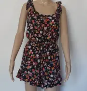 Kingston grey women's Ruffle Tie Shoulder Sleeveless V Neck Romper Floral Size S