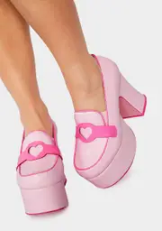 [Y.R.U.] Pink Deelite Platform Loafers