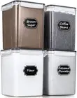 Large Storage Containers 5.2L /175Oz, 4 Piece BPA Free Plastic Airtight Storag
