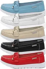 [Zerimar] Ladies Leather Moccasins Comfortable Lace Up Moccasins with Non-Slip Rubber Sole Flexible and Lightweight