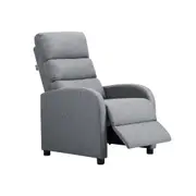 Oikiture Recliner Chair ArmChair Padded Sofa Lounge Adjustable Polyester Grey