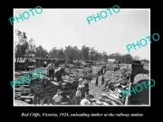 OLD LARGE HISTORIC PHOTO OF RED CLIFFS VIC TIMBER AT THE RAILWAY STATION c1924