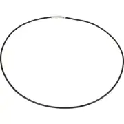 Black Leather Necklace Sterling Silver Clasp 16 in Cord