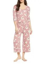 Nordstrom BP Cuddle Me Crop Pajamas Pink Nostalgia Moody Rose S