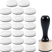21 Packs Mini Round Ink Blending Tool with Foams Set for Drawing, Distressing, Blending and More (Black-White(Flat Sponge+Handle))