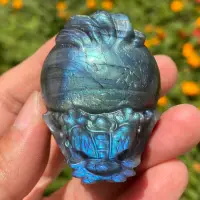 在飛比找蝦皮購物優惠-《奇幻晶球》拉長石龍龜 拉長石 藍光拉絲 雕刻 擺件 收藏 