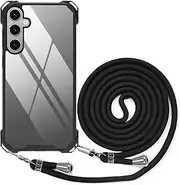 BEIMEITU Strap Crossbody Case for Samsung Galaxy S24 Plus, Crossbody Cover with Neck Cord Strap,Transparent Clear PC Lanyard Phone Case for Samsung Galaxy S24 Plus