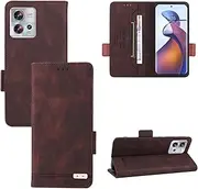 Magnetic Flip Cover Leather Case Compatible with Motorola Moto Edge 30 Fusion S30 Pro S30Pro Edge30Fusion XT2243-2 Shockproof Proective Shell Stand Holder (Brown,Moto S30 Pro)