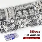 580X Stainless Steel Flat Washers For Screws Bolts Fender Washers Assortment Set