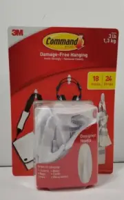 3M Command Strips General Purpose Hooks, Designer Hooks Medium, 18 Hooks