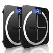 SOGA 2X 180kg Digital Fitness Weight Bathroom Body Glass LCD Electronic Scales Black