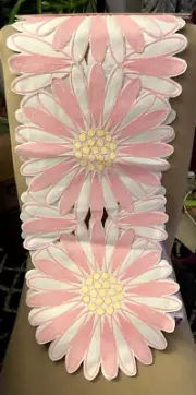 Pink and White Flowers with Yellow Centers Table Runner Dining Room Kitchen