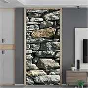 Door Stickers Self Adhesive Door Sticker 3D Stereoscopic Living Room Kitchen Door Wallpaper PVC Waterproof Stickers Home Decor(95x215cm)