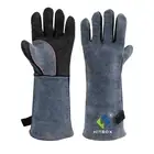 Welding Gloves Heat Fire Resistant Grill Leather Work Glove BBQ Oven Blacksmith