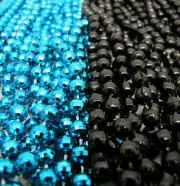 2 Dozen Mardi Gras Beads Light Blue and Black 33" Parade Party 24 NECKLACES