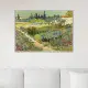 《阿爾花園小徑》梵谷．後印象派 世界名畫 經典名畫 風景油畫-白框40x60CM