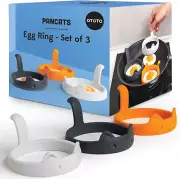 OTOTO PanCats Egg Ring Set of 3 - Silicone Egg Rings for Frying Eggs, Non Stick