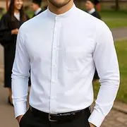 Men's Graduation Shirt Grad Shirt Class of 2025 Shirt Senior Shirt Summer Shirt Casual Shirt Black White Dark Navy Long Sleeve Plain Grandad Collar Vacation Ha