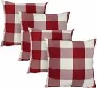 Set of 4 Farmhouse Buffalo Checker Plaid Throw Pillow Covers Size 18" x 18"