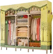 Wardrobe Portable Canvas Wardrobe, Foldable Clothes Closet Storage Organizer for Bedroom, Fabric Wardrobe with Hanging Rail