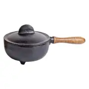 Large Size Aluminium Cauldron /Smudge Pot /Charcoal Burner, Lid & Wooden Handle