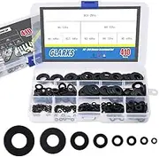 Glarks 410Pcs Metric M2 M2.5 M3 M4 M5 M6 M8 M10 Flat Washers Assortment Set Black Zinc Plated Alloy